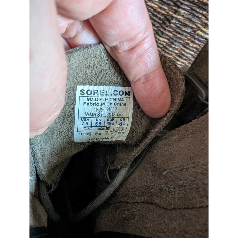 Sorel Joan of Arctic Wedge II Ankle Boots Leather Women's 7.5 Green Winter Fall